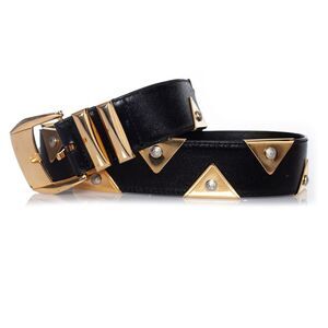 Gianni versace Leather belt with gold triangle applications